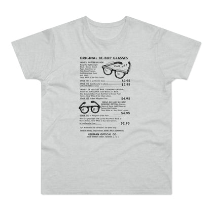 Vintage Herman Optical Co. ad for Be-Bop glasses with styles, prices, and address.