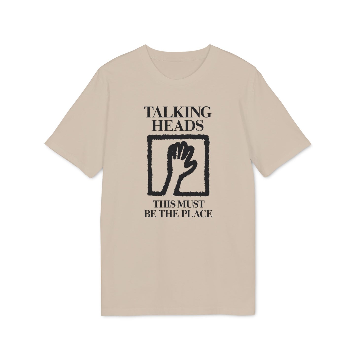 Talking Heads "This Must Be The Place" t-shirt with hand graphic.